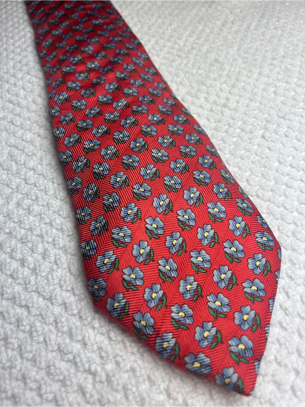 Men's Silk Tie Red Floral Wedding Event Formal